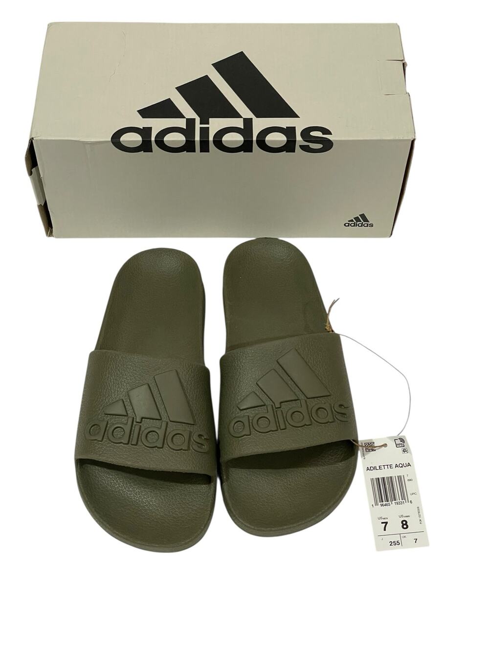 NIB Adidas Adilette Aqua Sportswear Slide - Olive - 7 MEN/8 WMN
